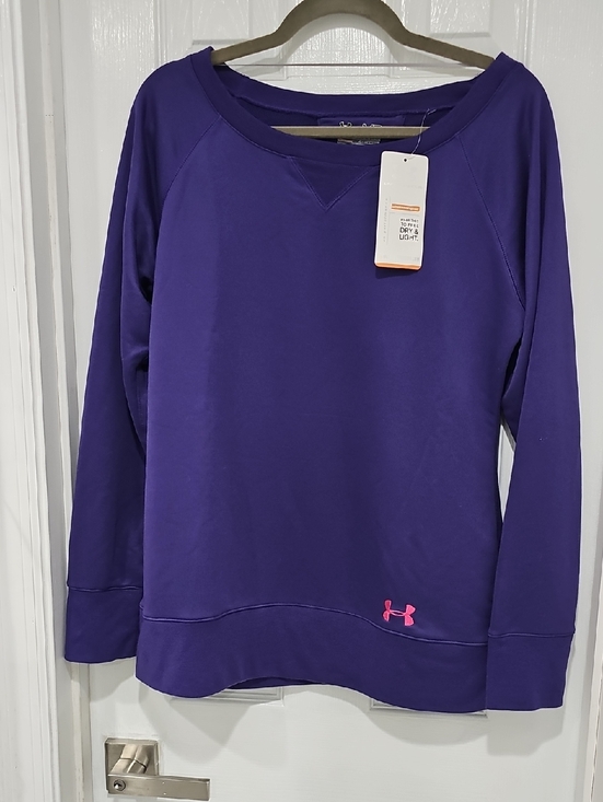Under Armour Tops - Under Armour Women's Deep Purple Crew Sweatshirt with Pink Logo